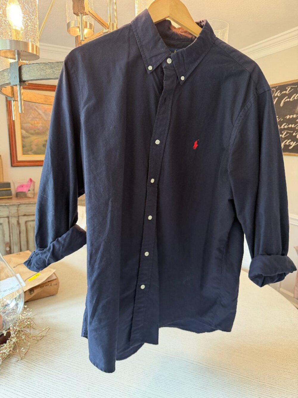 Ralph Lauren Men's Navy Blue Button-Down Shirt XL Classic Fit